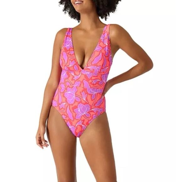 Tommy Bahama Palm Modern Blissful One Piece Swimsuit Pink Womens Size 4 - Picture 1 of 5